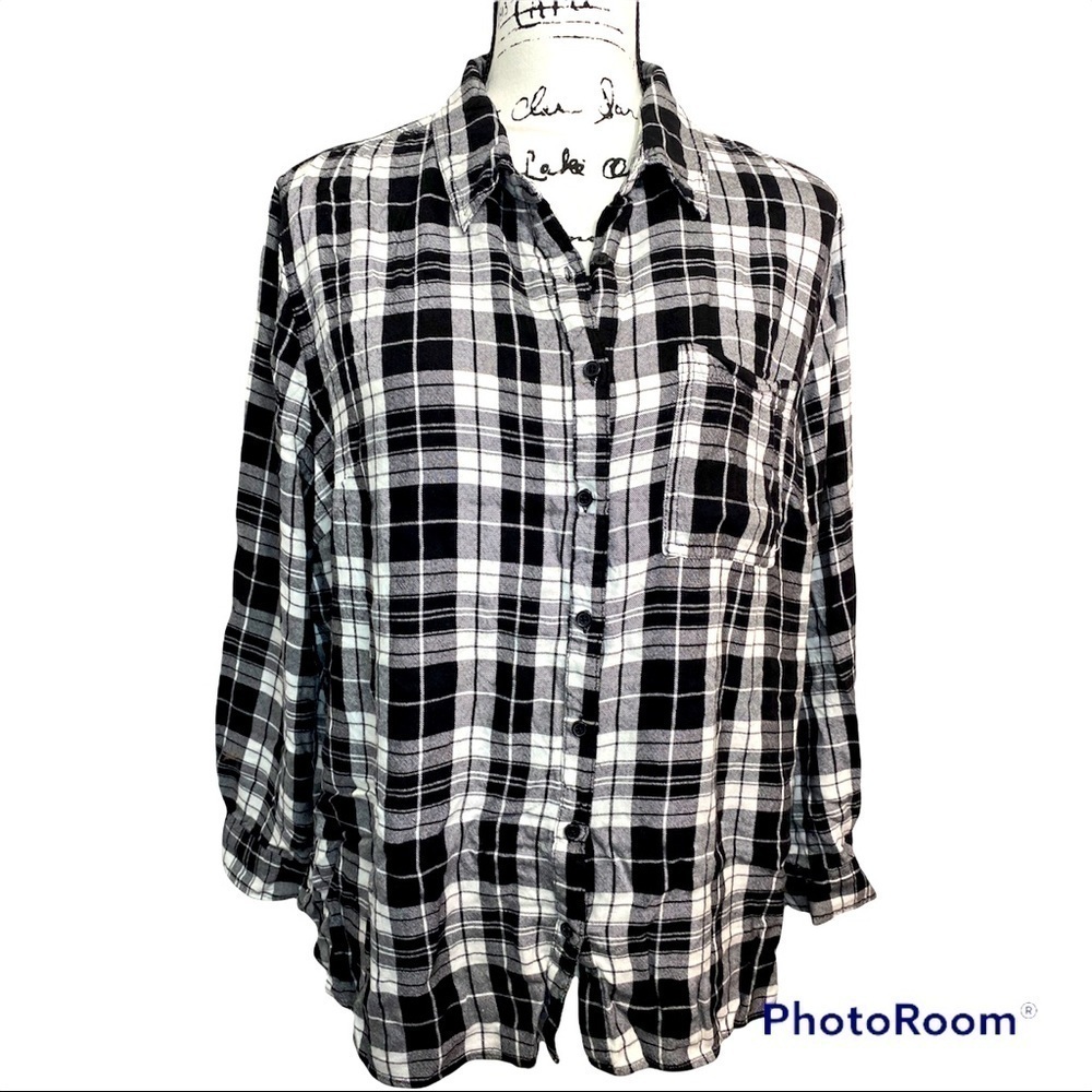 🌿Comp Vintage woman’s plaid Shacket flannel top sz 1X Y-10